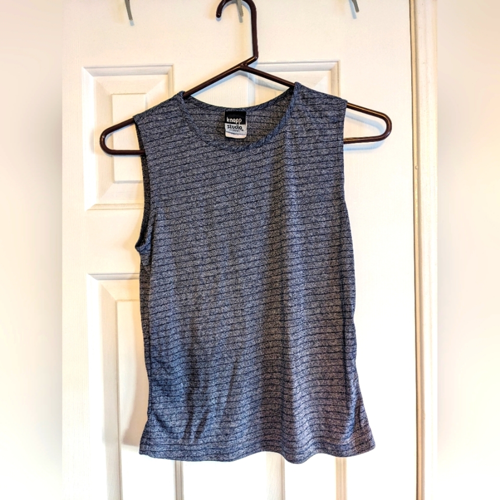 Striped Sporty Tank Dark Blue/Grey Size Small